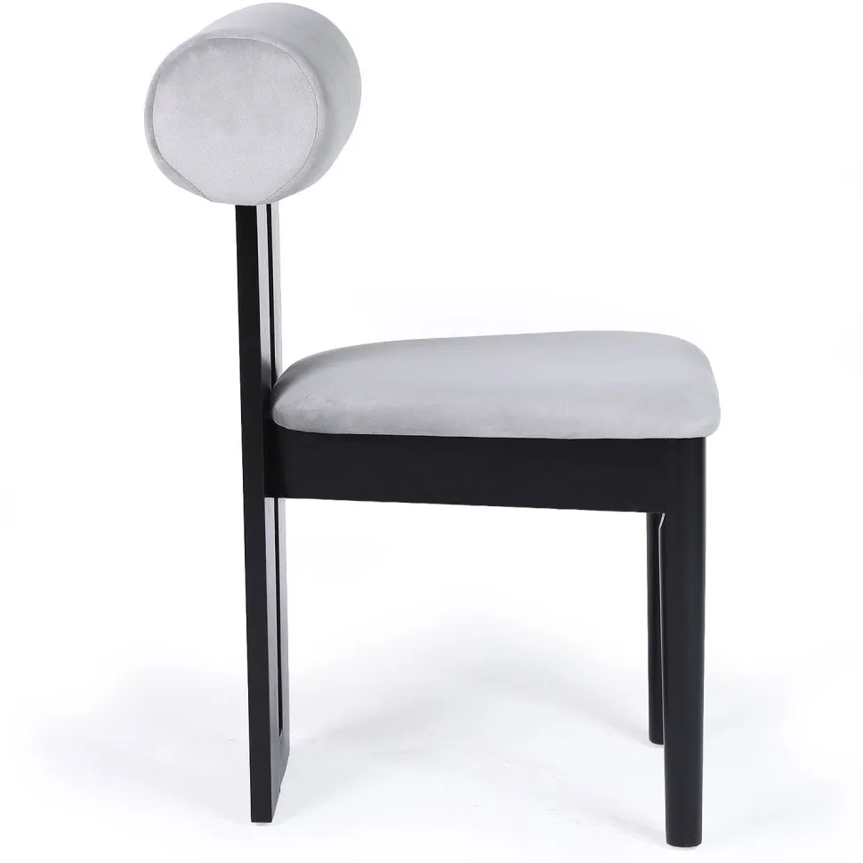 Chaise de salle à manger style intemporel Tuboli Bois Noir et Velours Gris