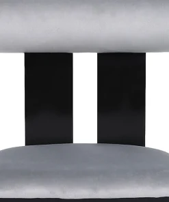 Chaise de salle à manger style intemporel Tuboli Bois Noir et Velours Gris