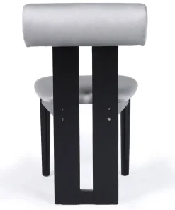 Chaise de salle à manger style intemporel Tuboli Bois Noir et Velours Gris
