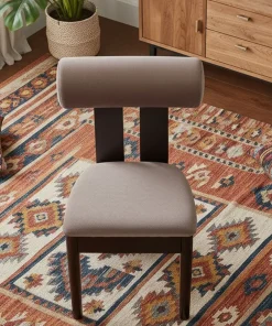 Chaise de salle à manger style intemporel Tuboli Bois foncé et Velours Marron