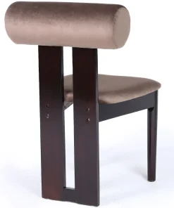 Chaise de salle à manger style intemporel Tuboli Bois foncé et Velours Marron