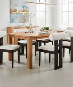 Chaise de salle à manger style intemporel Tuboli Bois foncé et Velours Crème