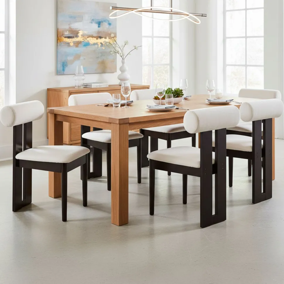 Chaise de salle à manger style intemporel Tuboli Bois foncé et Velours Crème
