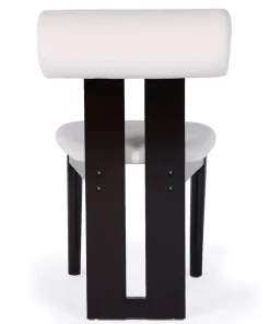 Chaise de salle à manger style intemporel Tuboli Bois foncé et Velours Crème