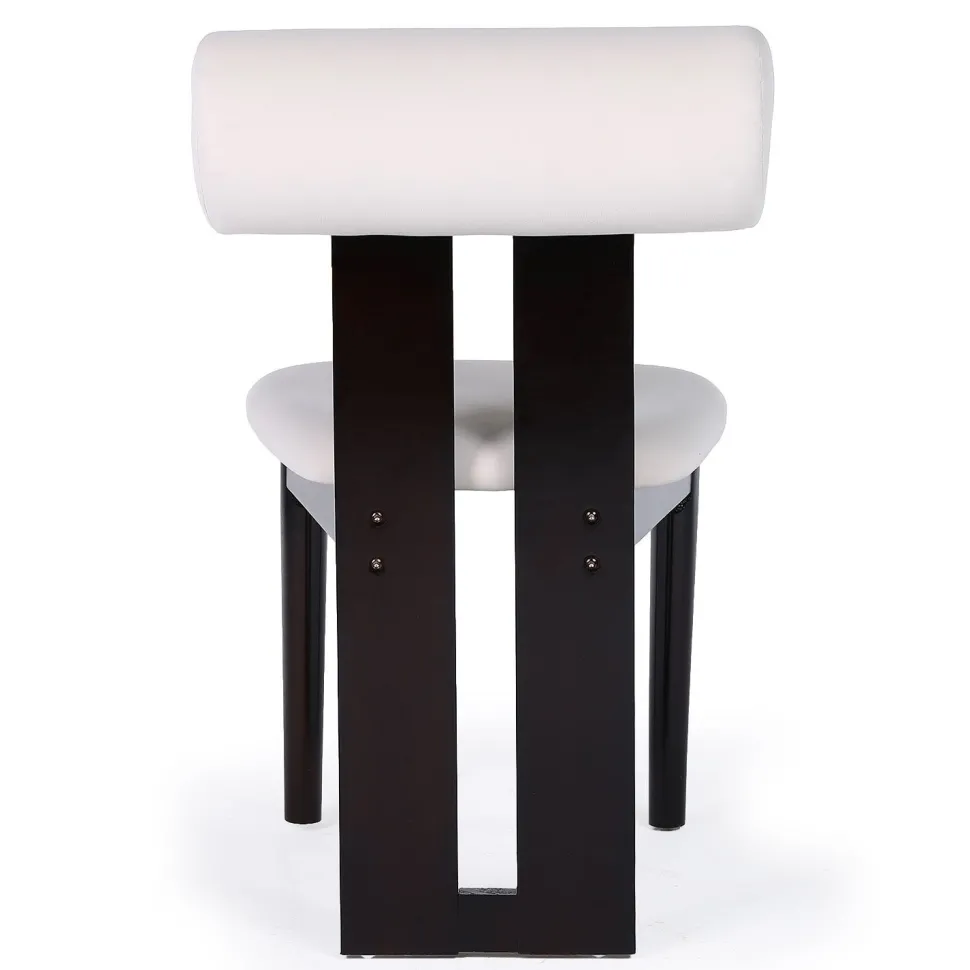 Chaise de salle à manger style intemporel Tuboli Bois foncé et Velours Crème