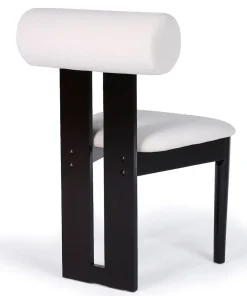 Chaise de salle à manger style intemporel Tuboli Bois foncé et Velours Crème