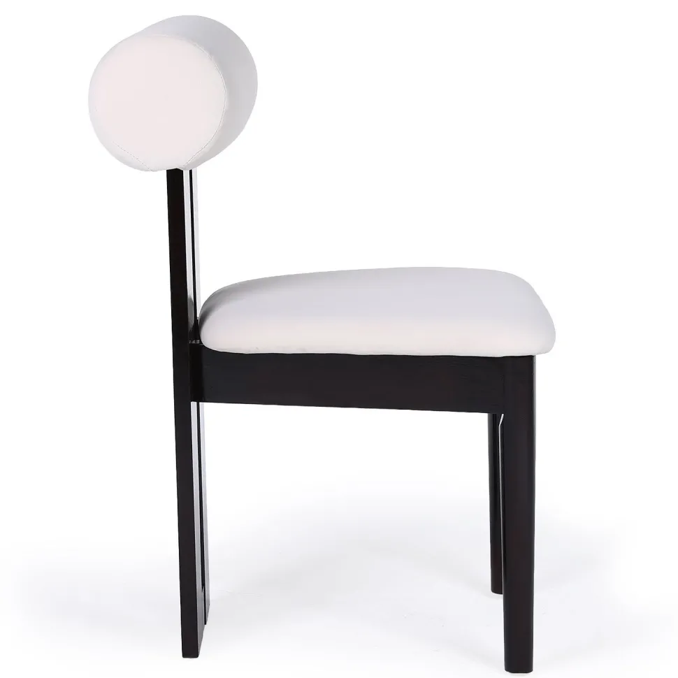 Chaise de salle à manger style intemporel Tuboli Bois foncé et Velours Crème