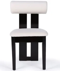 Chaise de salle à manger style intemporel Tuboli Bois foncé et Velours Crème