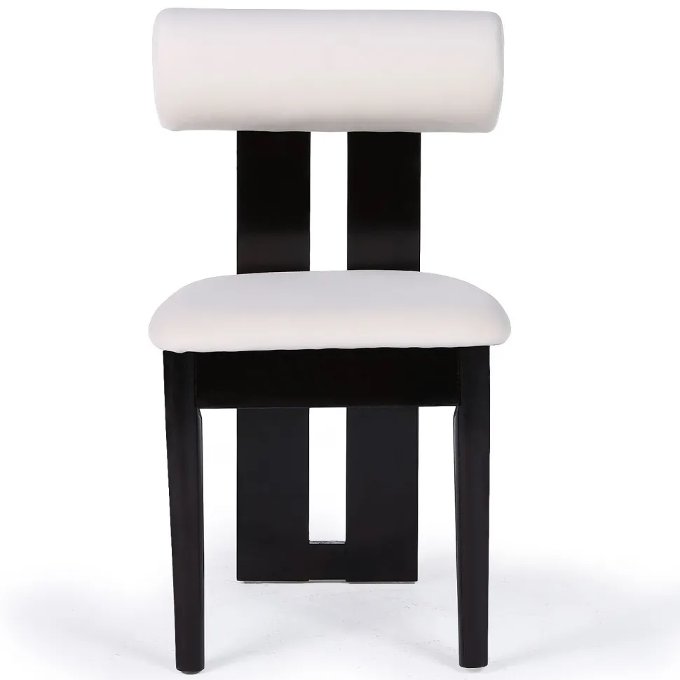Chaise de salle à manger style intemporel Tuboli Bois foncé et Velours Crème