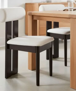 Chaise de salle à manger style intemporel Tuboli Bois foncé et Velours Crème