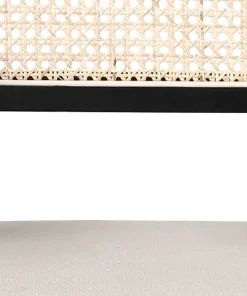 Chaise design avec accoudoirs et cannage rotin Hiro Bois foncé et Tissu Beige