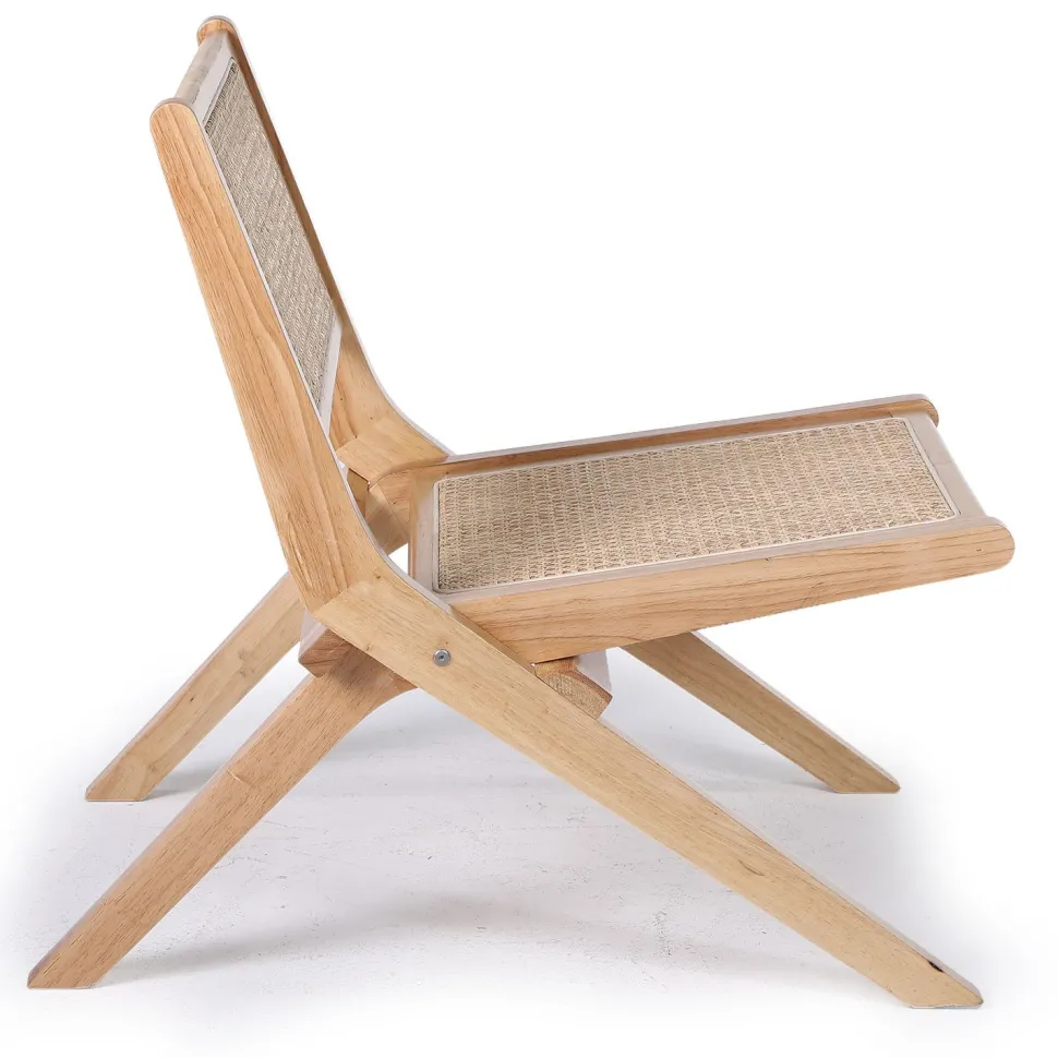 Chaise pliante Masdam Bois massif naturel et cannage en rotin