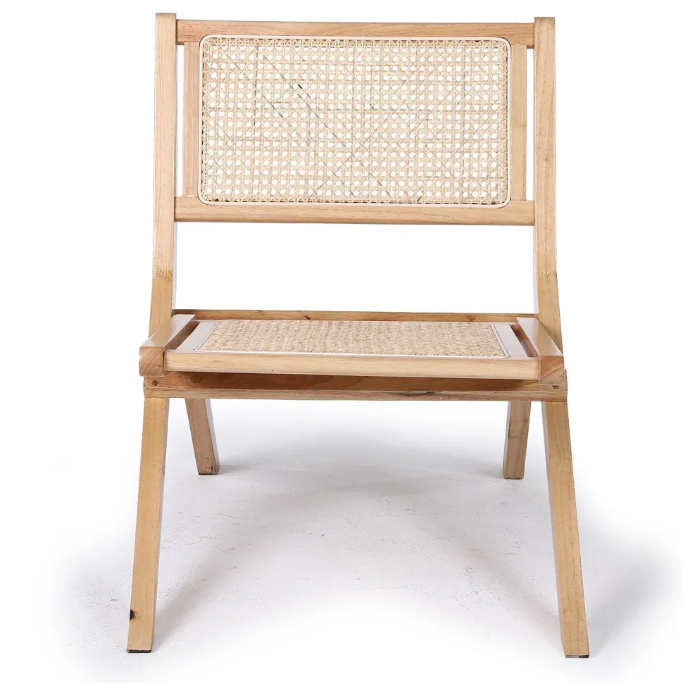Chaise pliante Masdam Bois massif naturel et cannage en rotin