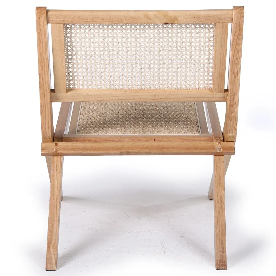 Chaise pliante Masdam Bois massif naturel et cannage en rotin