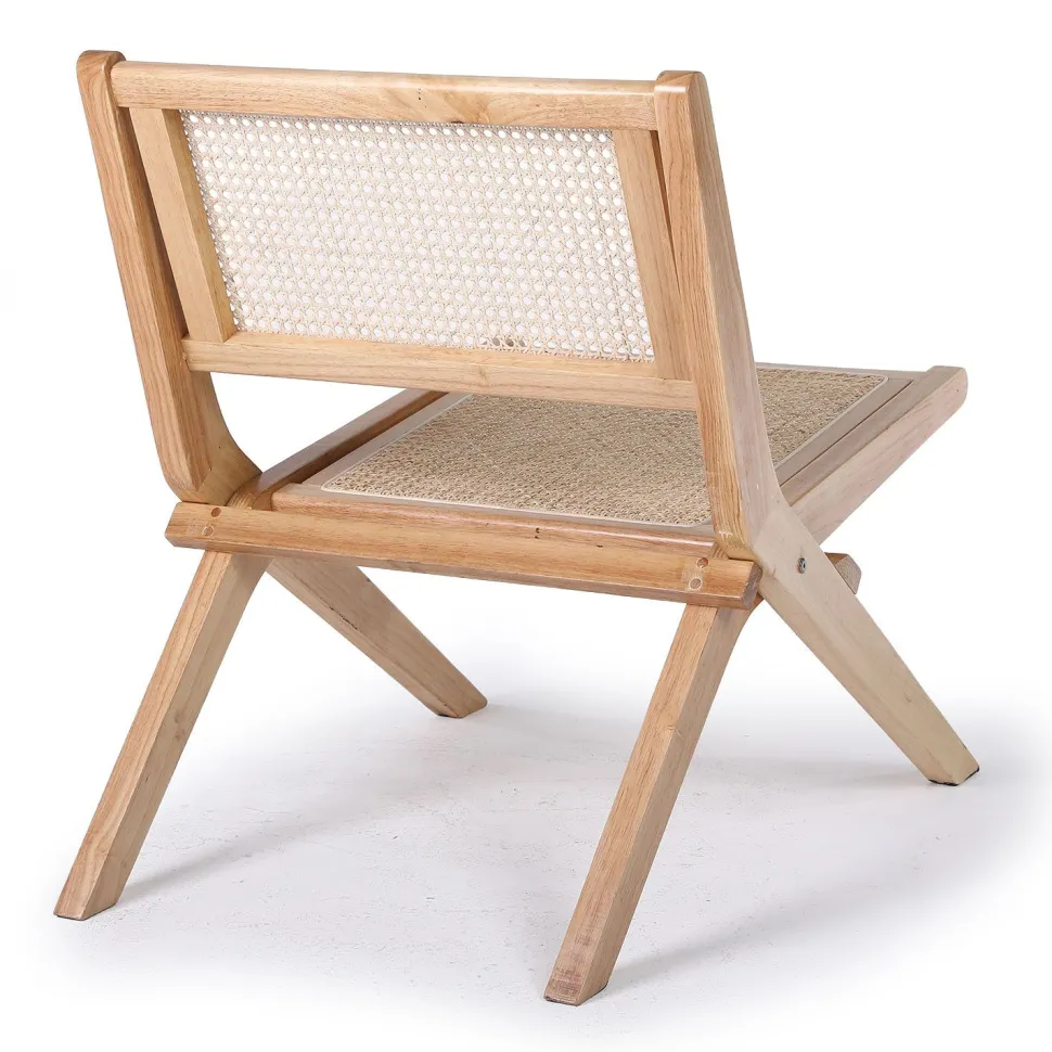 Chaise pliante Masdam Bois massif naturel et cannage en rotin