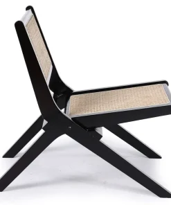 Chaise pliante Masdam Bois massif brun foncé et cannage en rotin