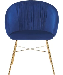 Chaise Smart Velours Bleu Pieds Or