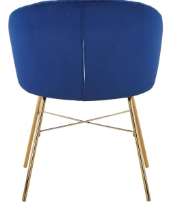Chaise Smart Velours Bleu Pieds Or