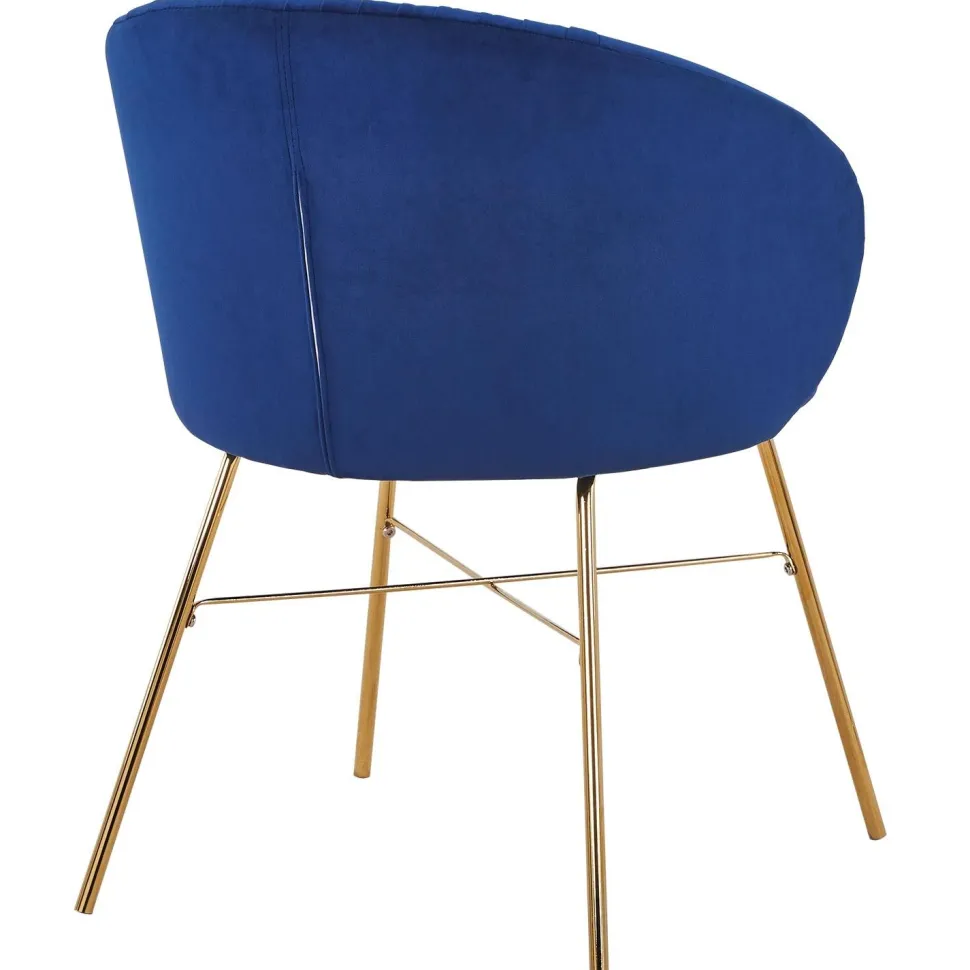 Chaise Smart Velours Bleu Pieds Or