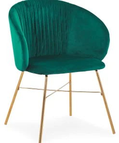 Chaise Smart Velours Vert Pieds Or