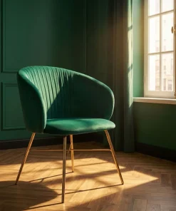 Chaise Smart Velours Vert Pieds Or