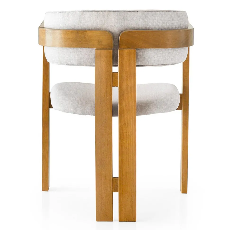 Chaise style vintage moderne Vladmir Lin Crème et Bois massif Chêne clair