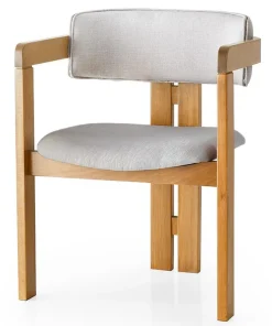 Chaise style vintage moderne Vladmir Lin Crème et Bois massif Chêne clair