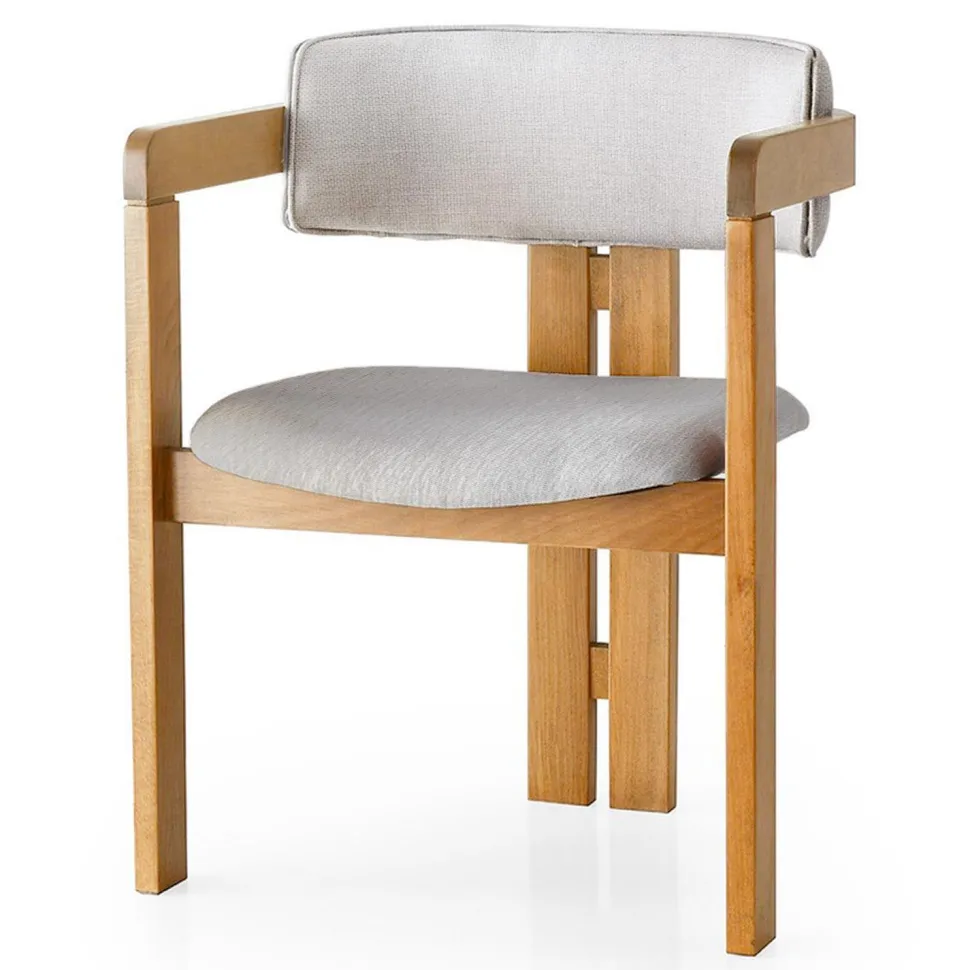 Chaise style vintage moderne Vladmir Lin Crème et Bois massif Chêne clair