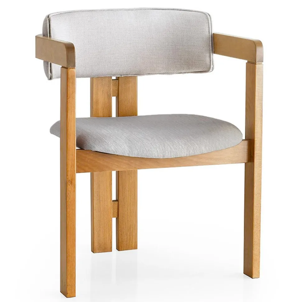 Chaise style vintage moderne Vladmir Lin Crème et Bois massif Chêne clair