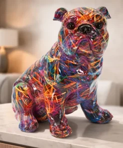 Chien Bulldog décoratif style Pop multicolore