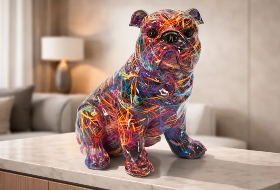 Chien Bulldog décoratif style Pop multicolore
