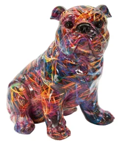 Chien Bulldog décoratif style Pop multicolore