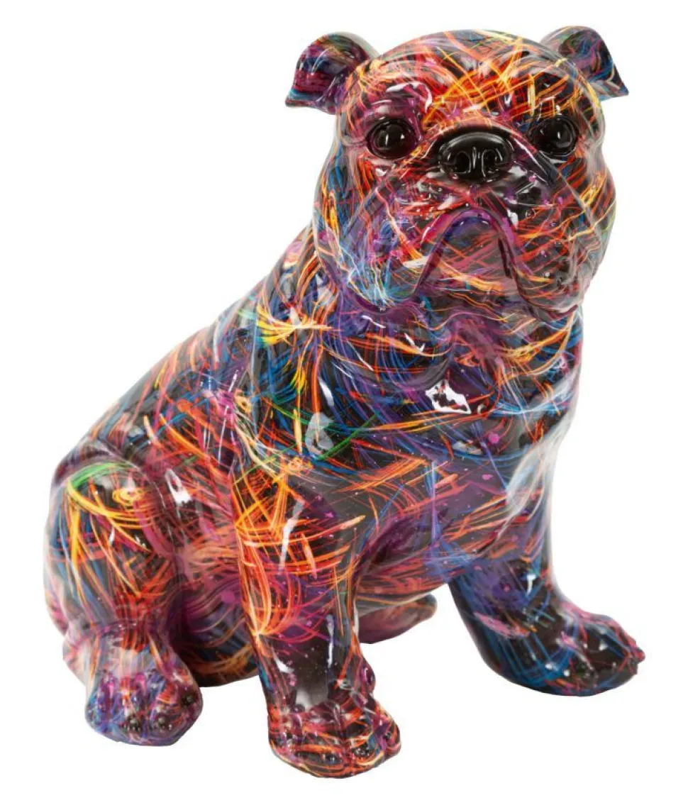 Chien Bulldog décoratif style Pop multicolore