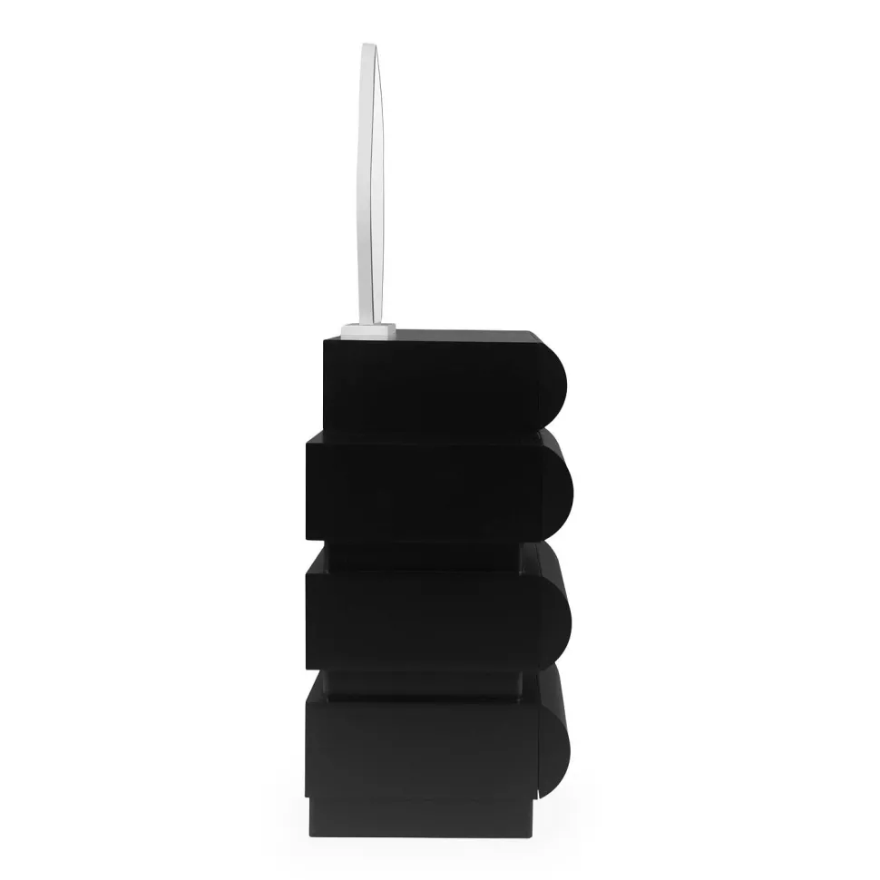 Coiffeuse avec 5 tiroirs arrondis et miroir design L102cm Mezade Noir