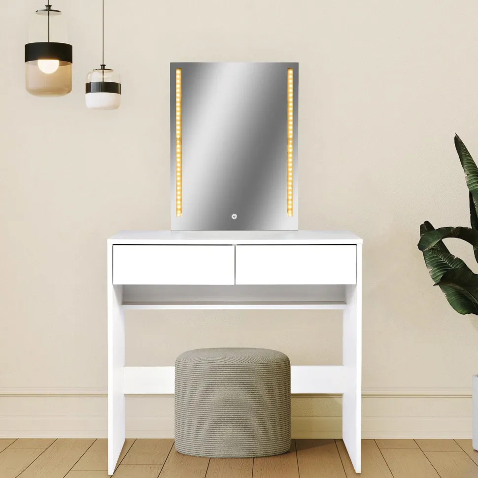 Coiffeuse avec miroir LED Talisma L80cm Blanc