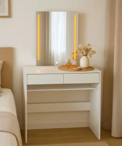 Coiffeuse avec miroir LED Talisma L80cm Blanc