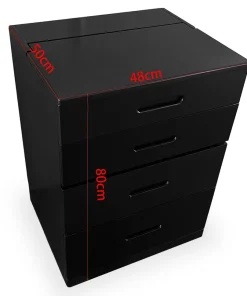 Coiffeuse compacte 48cm avec miroir LED, tiroir et pouf intégré Germina Noir