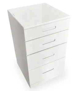 Coiffeuse compacte 48cm avec miroir LED, tiroir et pouf intégré Germina Blanc