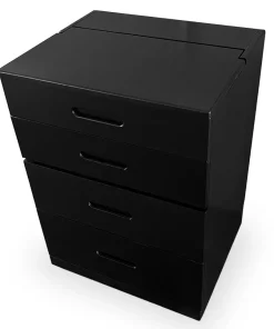Coiffeuse compacte 60cm avec miroir LED, tiroir et pouf intégré Germina XL Noir