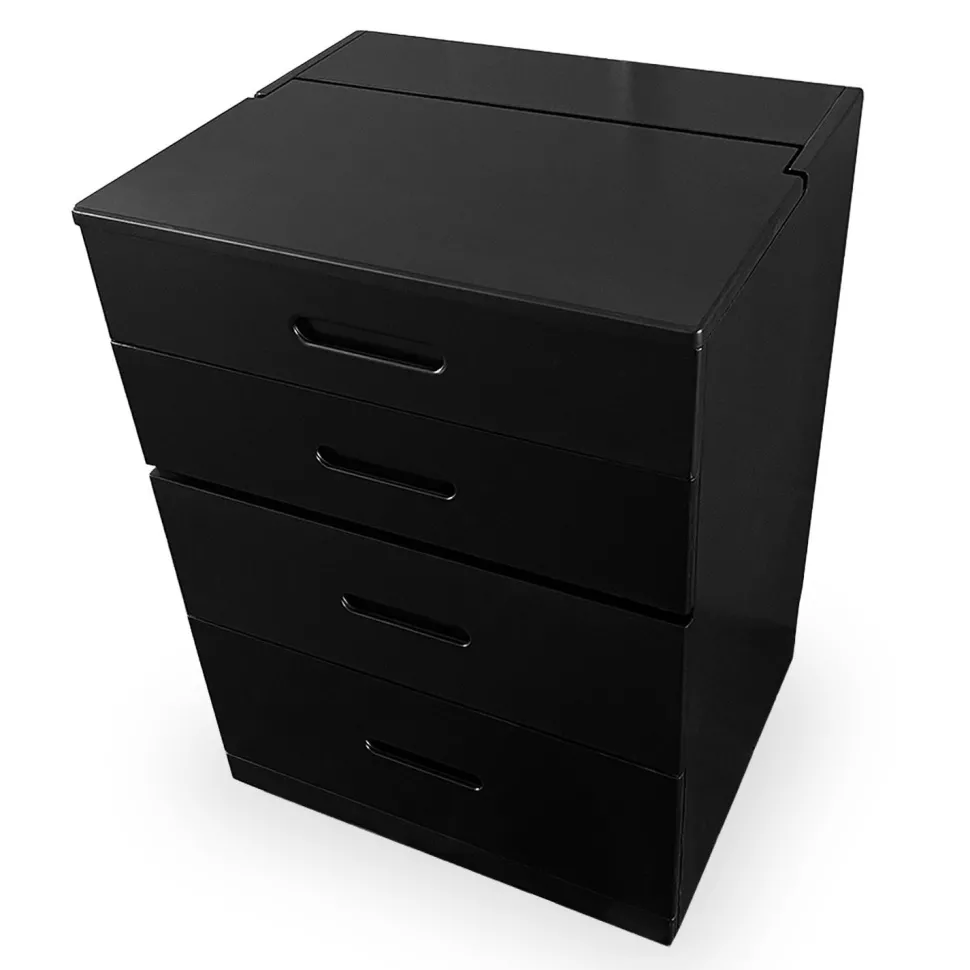 Coiffeuse compacte 60cm avec miroir LED, tiroir et pouf intégré Germina XL Noir