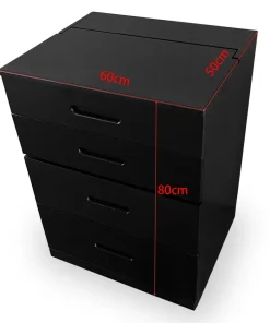 Coiffeuse compacte 60cm avec miroir LED, tiroir et pouf intégré Germina XL Noir