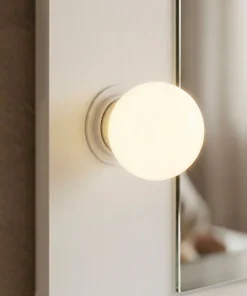 Coiffeuse moderne 13 tiroirs avec miroir lumineux et plateau en verre L120cm Probeauty Blanc