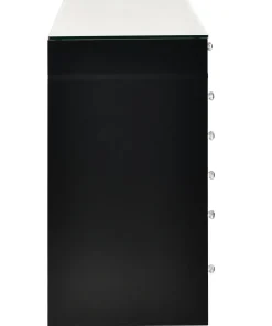 Coiffeuse moderne avec 13 tiroirs et plateau en verre transparent L120cm Probeauty Noir
