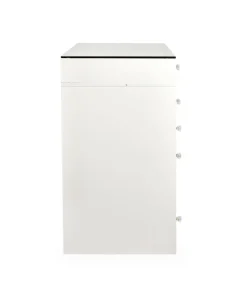 Coiffeuse moderne avec 13 tiroirs et plateau en verre transparent L120cm Probeauty Blanc