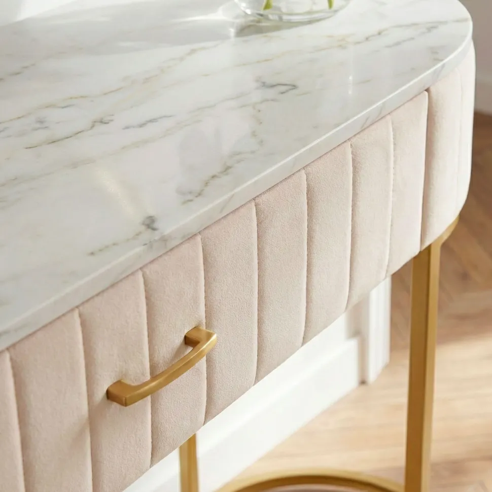 Coiffeuse Paloma 1 tiroir Velours Beige