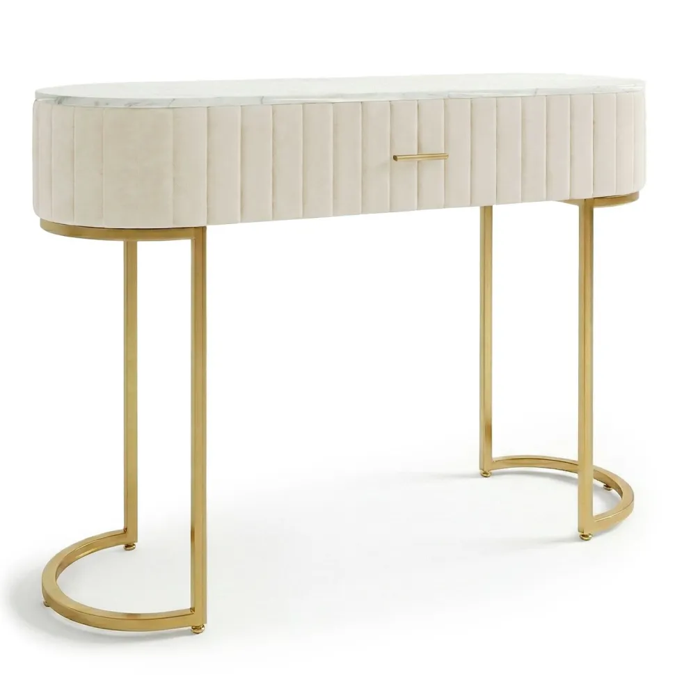 Coiffeuse Paloma 1 tiroir Velours Beige