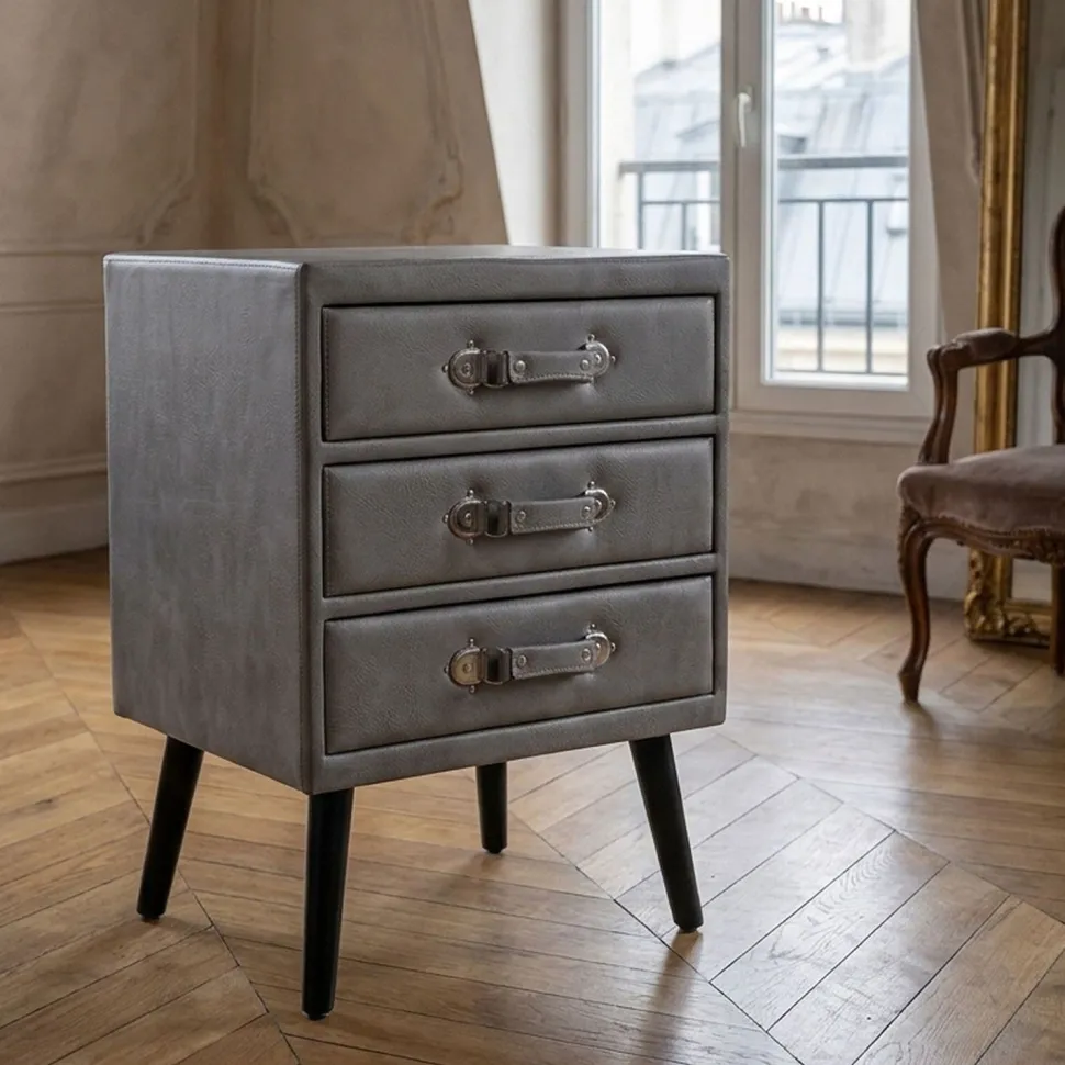 Commode 3 tiroirs Bardo Simili P.U. Gris