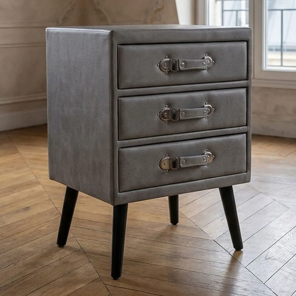 Commode 3 tiroirs Bardo Simili P.U. Gris