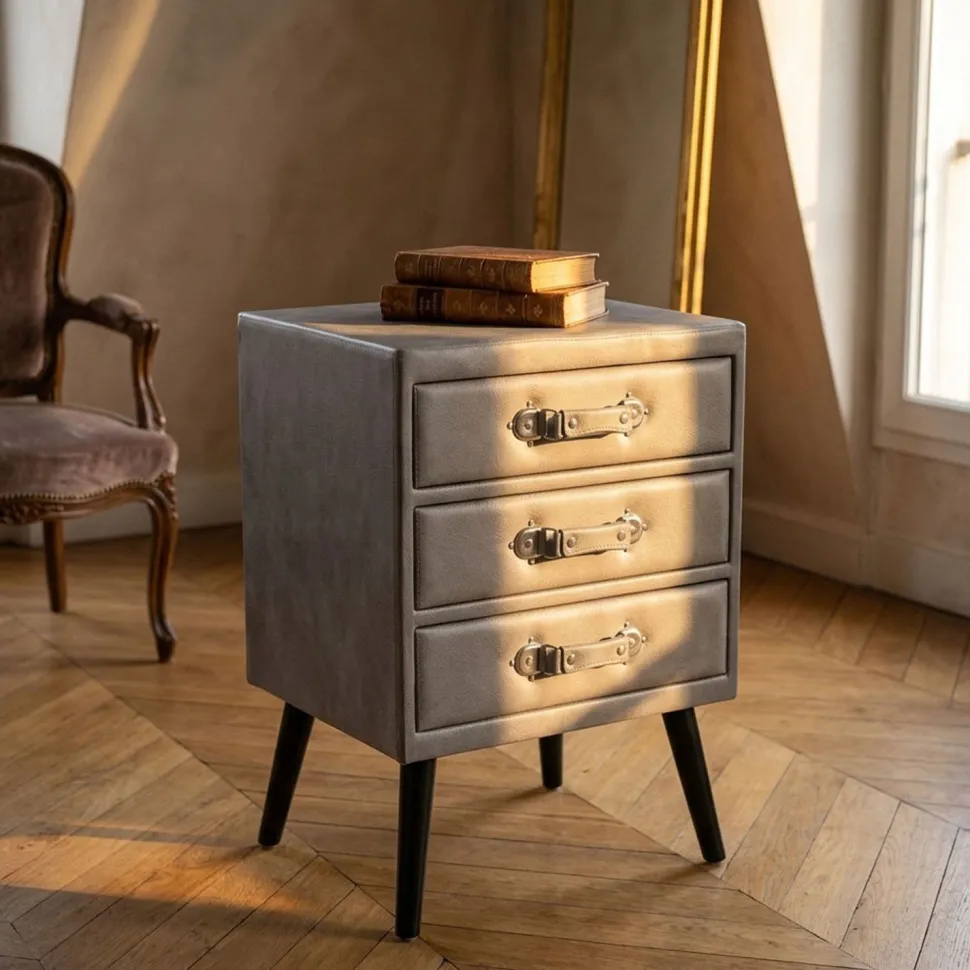 Commode 3 tiroirs Bardo Simili P.U. Gris