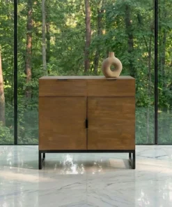 Commode 2 tiroirs et 2 portes battantes Panara Chêne Clair